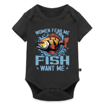 Women Fear Me Fish Want Me Funny Fishing - Body à manches courtes Premium Bébé - noir - Devant