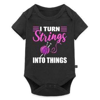 I Turn Strings Into Things Stricker - Baby Premium Kurzarmbody - Schwarz - Vorne