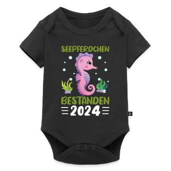 Seepferdchen bestanden 2024 Geschenk - Baby Premium Kurzarmbody - Schwarz - Vorne