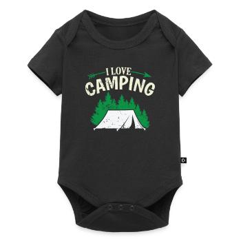 I love camping with a tent in the forest - Baby Premium short-sleeve bodysuit - black - Front