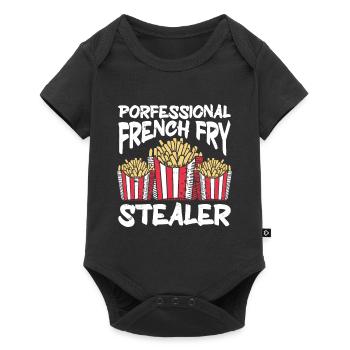 Fast Food Pommes Frites - Baby Premium Kurzarmbody - Schwarz - Vorne