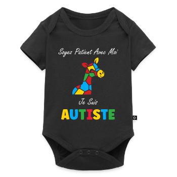 Soyez patient avec moi je suis autiste - Body à manches courtes Premium Bébé - noir - Devant