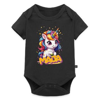 MAJA - Beautiful girl name with cute unicorn - Baby Premium short-sleeve bodysuit - black - Front