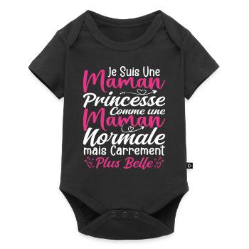 Je Suis Une Maman Princesse Carrément Plus Belle - Body à manches courtes Premium Bébé - noir - Devant