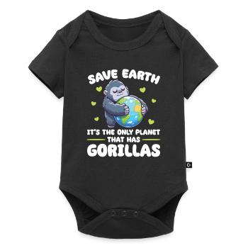 Ist der einzige Planet mit Gorillas Earth Day - Baby Premium Kurzarmbody - Schwarz - Vorne