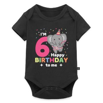 Eléphant pour les enfants de 6 ans - Body à manches courtes Premium Bébé - noir - Devant
