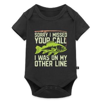 Musky Fishing Sorry I Missed Your Call Fisherman - Baby Premium Kurzarmbody - Schwarz - Vorne
