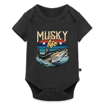 Pêche musquée Vie musquée Pêcheur de poissons prédateurs - Body à manches courtes Premium Bébé - noir - Devant