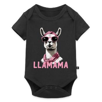 Funny Llama Loving Mom Design - Baby Premium short-sleeve bodysuit - black - Front