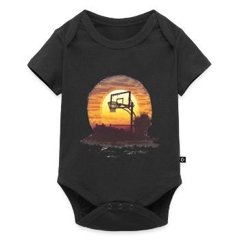 Sonnenaufgang Basketball Silhouette - Baby Premium Kurzarmbody - Schwarz - Vorne