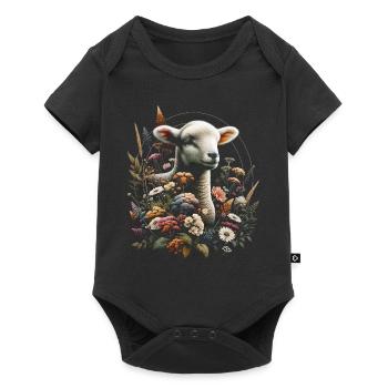 Cottagecore Sweet Lamb en fleurs - Body à manches courtes Premium Bébé - noir - Devant