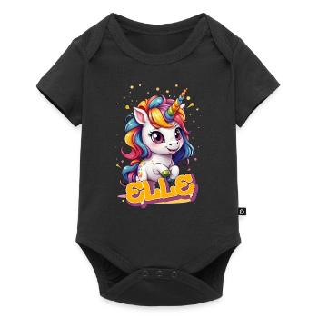 ELLE - Beautiful girl name with cute unicorn - Baby Premium short-sleeve bodysuit - black - Front