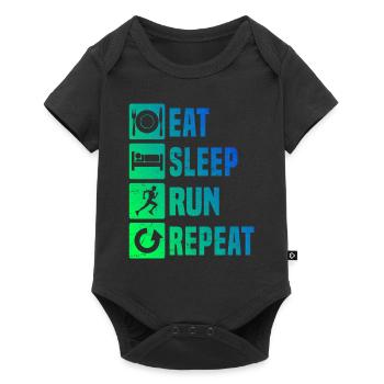 Course, Jogging, Course à pied, Femmes, Fitness, Hommes - Body à manches courtes Premium Bébé - noir - Devant