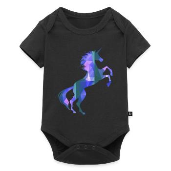 3D Farbmuster Einhorn T-Shirt Magisches Einhorn - Baby Premium Kurzarmbody - Schwarz - Vorne