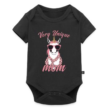 Licorne Maman Unique Élégante Licorne Femme - Body à manches courtes Premium Bébé - noir - Devant