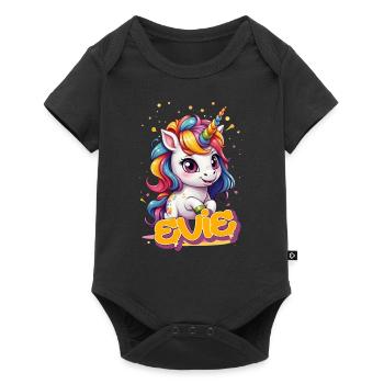 EVIE - Belle fille prénom avec licorne mignonne - Body à manches courtes Premium Bébé - noir - Devant