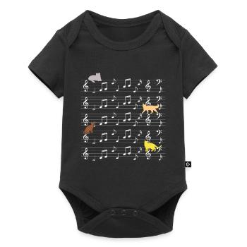 Cats playing with music note cat - Baby Premium short-sleeve bodysuit - black - Front