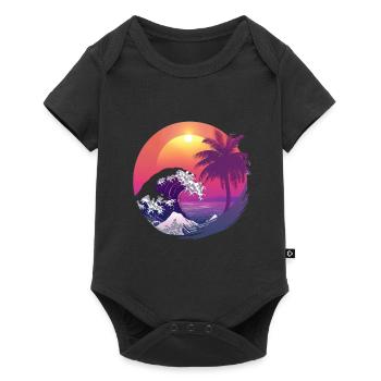 Ocean Sea Wave Sunset Background - Baby Premium short-sleeve bodysuit - black - Front