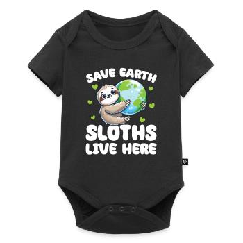 Save the Earth Sloths Live Here Earth Day - Baby Premium short-sleeve bodysuit - black - Front