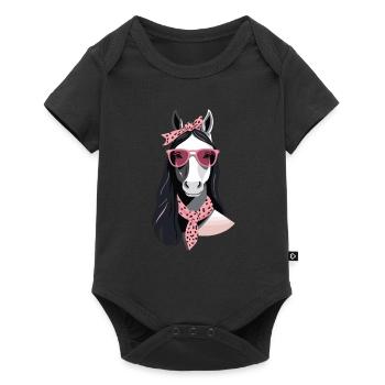 Maman Cheval Cheval Amant Maman Amour Élégant - Body à manches courtes Premium Bébé - noir - Devant