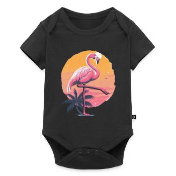 Flamingo Plamen Coucher de soleil Illustration - Body à manches courtes Premium Bébé - noir - Devant