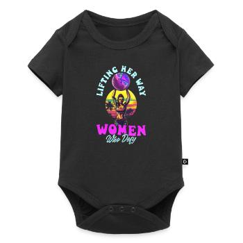 Weibliche Bodybuilderin hebt ihren Weg Frauen, die sich trotzen - Baby Premium Kurzarmbody - Schwarz - Vorne