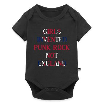 GIRLS INVENTED PUNK ROCK NOT ENGLAND – UNION JACK - Baby Premium short-sleeve bodysuit - black - Front