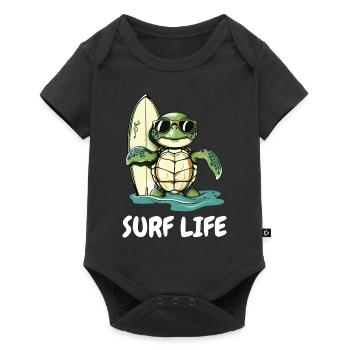 Turtle Vintage Surfer Gift - Baby Premium short-sleeve bodysuit - black - Front
