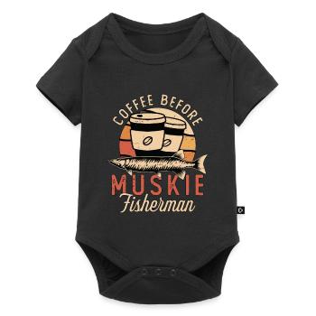 Muskie Fisherman Coffee aime la pêche amateur de café - Body à manches courtes Premium Bébé - noir - Devant