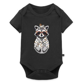 Maman raton laveur amant raton laveur fête des mères - Body à manches courtes Premium Bébé - noir - Devant