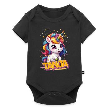TANJA - Beau nom de fille avec une jolie licorne - Body à manches courtes Premium Bébé - noir - Devant