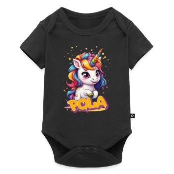 POLA - Beau nom de fille avec une licorne mignonne - Body à manches courtes Premium Bébé - noir - Devant