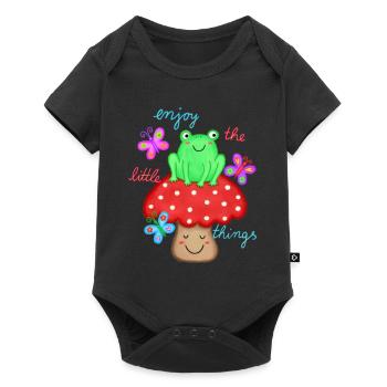 beautiful saying joy happiness frog on toadstool - Baby Premium short-sleeve bodysuit - black - Front