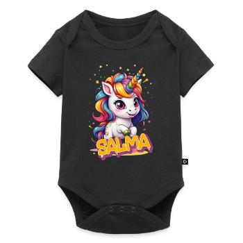 SALMA - Beau nom de fille avec une licorne mignonne - Body à manches courtes Premium Bébé - noir - Devant