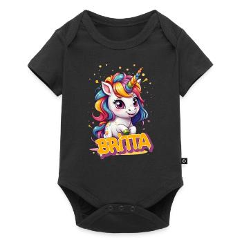 BRITTA - Beautiful girl name with cute unicorn - Baby Premium short-sleeve bodysuit - black - Front