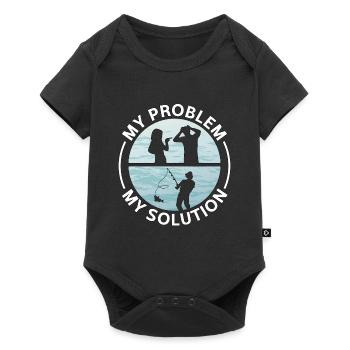 Pêcheur d’achigan Mon problème Mon pictogramme Papa Maman - Body à manches courtes Premium Bébé - noir - Devant