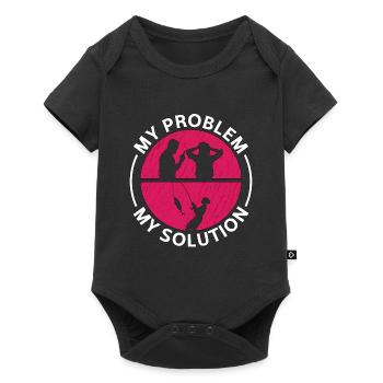 Pêcheur d’achigan Mon problème Mon pictogramme Maman Papa - Body à manches courtes Premium Bébé - noir - Devant