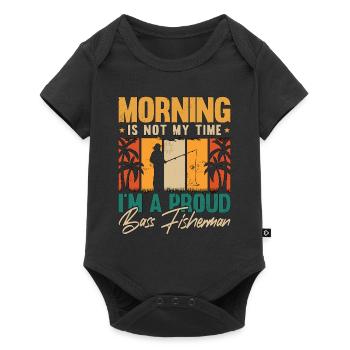 Bass Fisherman Morning Is Not My Time Bass Fishing - Baby Premium Kurzarmbody - Schwarz - Vorne