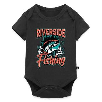 Trout Fishing Riverside Fishing Lover Fisherman - Baby Premium short-sleeve bodysuit - black - Front