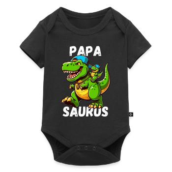 Papa Saurus Dinosaure Fête des Pères Baseball Drôle - Body à manches courtes Premium Bébé - noir - Devant