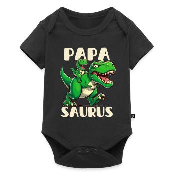 Papa Saurus Fête des Pères Dinosaure T-Rex Papa Drôle - Body à manches courtes Premium Bébé - noir - Devant