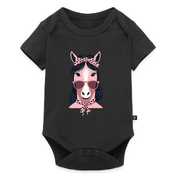 Maman Cheval Cheval Amant Mère Cheval Fille - Body à manches courtes Premium Bébé - noir - Devant
