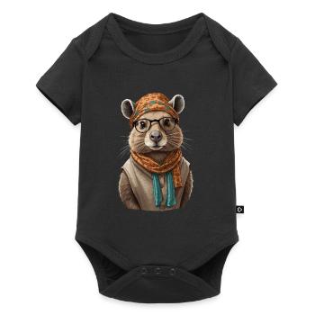 Drôle Capymama Capybara Mère Design - Body à manches courtes Premium Bébé - noir - Devant