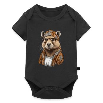 Drôle Capymama Capybara Mère Design - Body à manches courtes Premium Bébé - noir - Devant