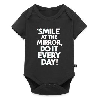 Smile At The Mirror Jeden Tag Motivation - Baby Premium Kurzarmbody - Schwarz - Vorne