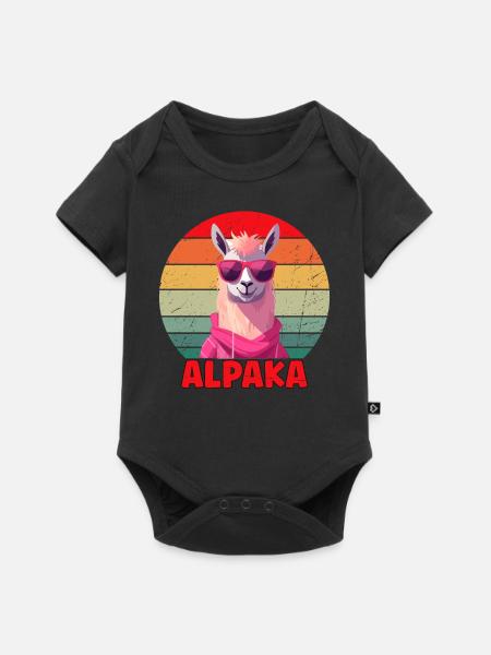 Cool Alpaka Design - Baby Premium Kurzarmbody - Schwarz