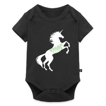 Licorne Vegan Love T-Shirt Végétarien Jeu de mots magique - Body à manches courtes Premium Bébé - noir - Devant