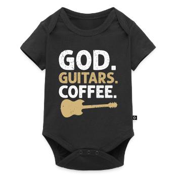 God Guitars Coffee Christian Guitarist - Baby Premium short-sleeve bodysuit - black - Front