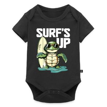 Surfing Turtle Surfer Gift - Baby Premium short-sleeve bodysuit - black - Front