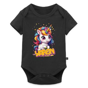 YAREN - Beau nom de fille avec une licorne mignonne - Body à manches courtes Premium Bébé - noir - Devant